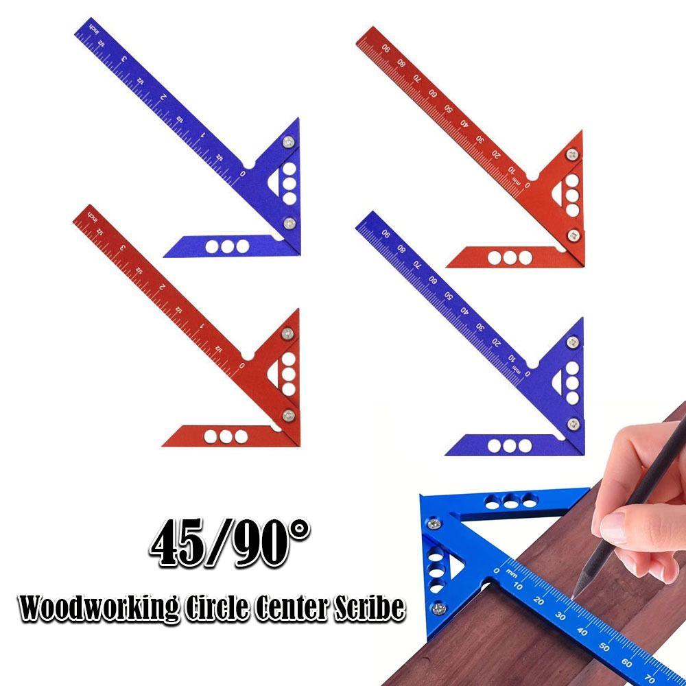 Portable Center Scribe 45/90° Carpenter Ruler Durable Right Angle Line Gauge  Wood Measuring Tool