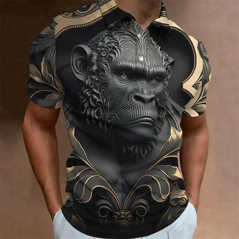 Animal Men Polo 3d Tiger&Lion Printed Ferocious Beast Men’S Clothing Summer Casual Short Sleeve Loose Oversize Shirts Senior Top