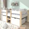 Lit D'enfant - MUVOE - 90x190 Cm - Pin Massif - Blanc & Chêne - Tiroir Inclus