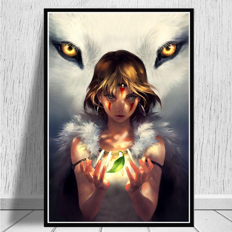 Japan Anime Princess Mononoke Canvas Painting Posters and Prints Wall Art Pictures for Living Room Cuadros Home Decoration No Frame