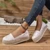 Fashion Flat Shoes Straw Woven Women's Casual Embroidered Flat Shoes Are Comfortable Lightweight Non-slip Loafers Large Single Shoes 43