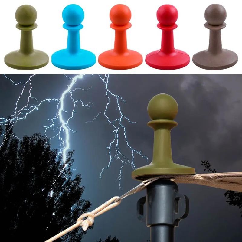 4 Pcs Lightning Proof Cap Camping Tent Pole Awning Rod Support Bar Anti-Thunder Protection Cover Safe Awning Rod Outdoor Tent Hat