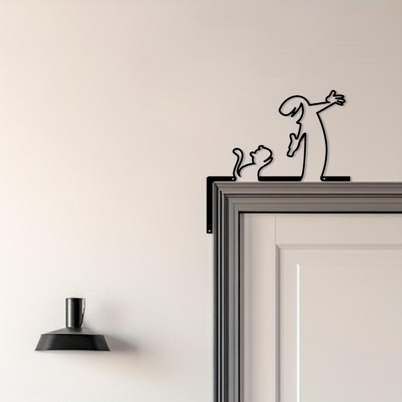 Metal Wall Decor Wrought Iron Sign Home Interior Door Frame Art Hanging Painting Room Decor Lucky Cat Home Decoration