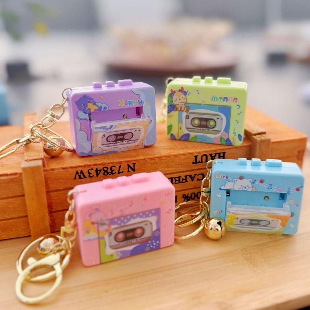 Recordable Recording Music Box Pendant with Music Retro Tape Recorder Keychain Small Gift