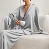 New Satin Silk Pajamas Low-cut Sexy Pajamas for Women Single-breasted Long-sleeved Wide-leg Pants Trousers Suit