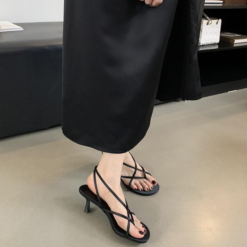Женские сандалии с защипнутым носком и перекрестными ремешками на высоком каблуке, модная повседневная универсальная летняя обувь для ночного клуба и вечеринки