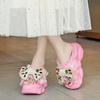 Fashion Shoes Woman 2025 Slippers Summer On A Wedge Pantofle Platform Butterfly-Knot Luxury Slides New Designer Fashion Butterfly-knot