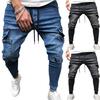 Mens Skinny Cargo Joggers Denim Pants Male Slim Fit Jeans Summer Trousers