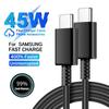 5A 45W PD Super Fast Charge USB C Cable For Samsung S21 FE S22 S23 S24 Plus Note 20 Ultra A34 A53 A54 A55 Type C To Type C Cable