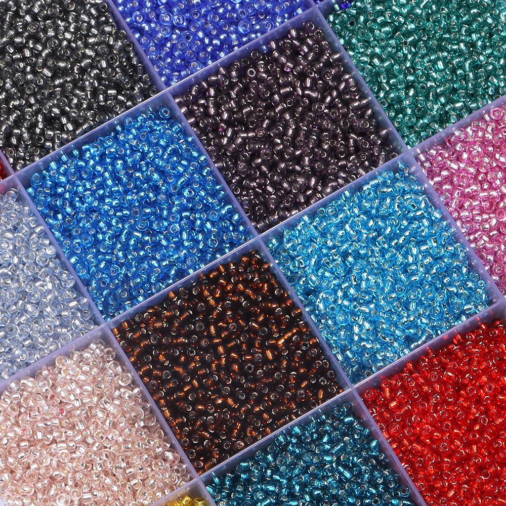 2mm Colored Transparent Silver Core Glass Seed Beads for DIY Jewelry Accessories