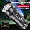 7LED Strong Light High Power LED Flashlight Rechargeable USB Torch Long Range Flashlight Fishing Hunting With COB Light