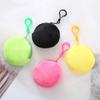 Solid Color Round Zipper Plush Coin Bags Small Money Coin Pouch Wallet Portable Keyring Keychain Earphone Storage Bags Organizer