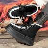Fashion New 2025 Snow Boots Women's Short Cylinder Warm, Thickened and Fleece Winter Northeast Handmade Platform Cotton Shoes