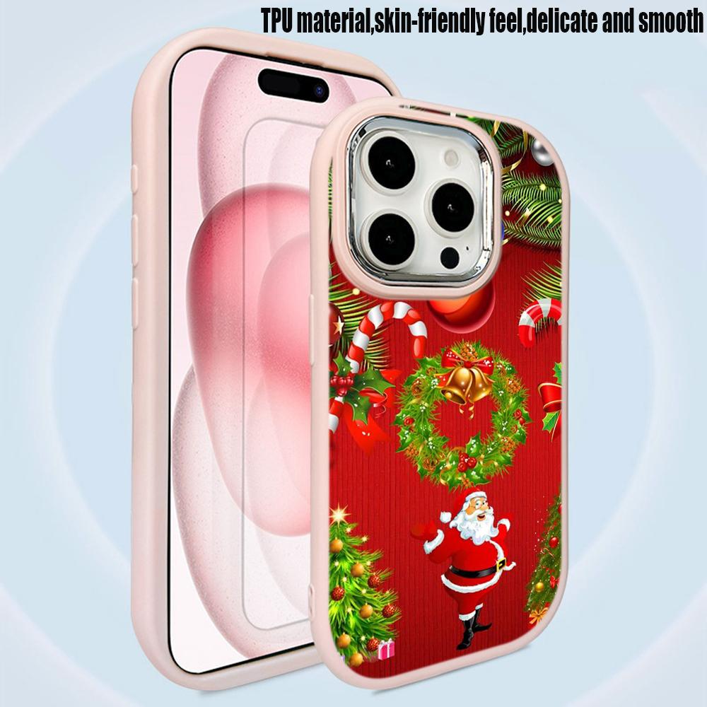 N111 Merry Christmas Art Happy New Year Soft Phone Cases for Samsung S24 S23 A15 A12 A35 A54 Infinix Hot 40i Plating Frame Camera Protector Back Cover