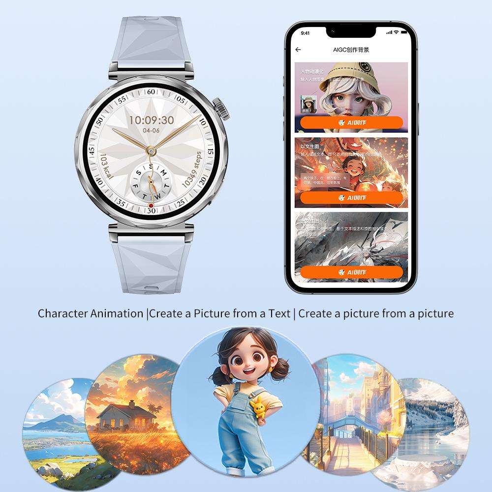 SACOSDING Amoled Screen Women Smart Watches Bluetooth Call Smartwatch Voice Assistant Heart Rate Compass Sport Watch