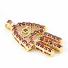 [G1680] - Garnet 'Hand of Fatma' Gold Plated Pendant