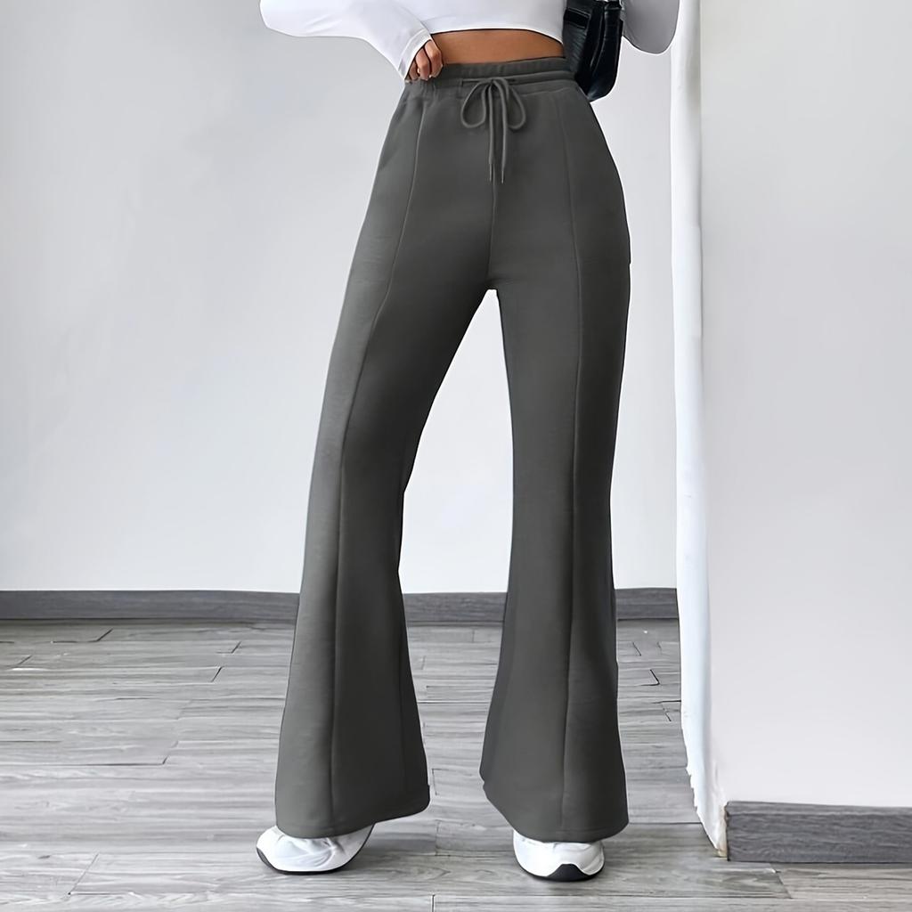 Womens Pajama Pants Casual Wide Leg Elastic Waist Ribbed Knit Loose Bottoms