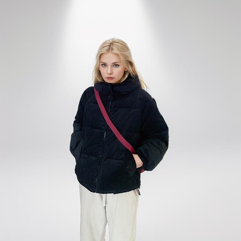 GMXIA Women's Vintage Casual Solid Color Print Autumn Winter Long Sleeve Stand Up Jackets & Coats