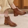 Thick And Warm Cotton Shoes Women's Winter Genuine Leather Anti Slip Low Heel Plush Short Boots