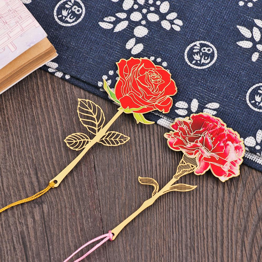 Supplies Hollow Chinese Style Tassel Pendant Painted Pagination Mark Book Clip Brass Bookmark