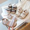 Girls Princess Shoes Summer Lace Beadings Kids Beach Shoes Oepn Toes Elegant Sweet 2025 Summer New Children Sandals Non-slip
