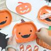 Halloween Pumpkin Paper Plates Black Orange Pumpkin Grimace Plates Disposable Serving Trays for Halloween Party Favors