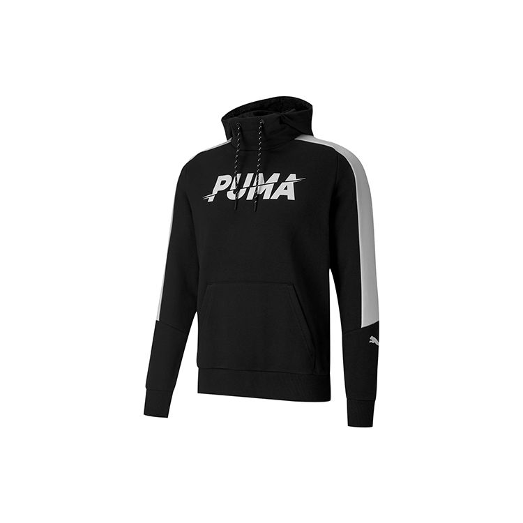 Puma Modern Logo Contrast Hooded Sweatshirt Men Tops Black 585191-01