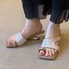 Women Slippers Clip Toe Mid Heels Shoes Heeled Sandals 2025 Summers Elegant Pumps Dress Slides Luxury Chanclas De Mujer