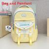 Color Cute Blocked Letter Printed Student Leisure Backpack With Pendant Plush