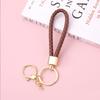 1PC Men Women Leather Keychain Braided Key Holder Gold Wrist Strap Keyring Accessories