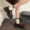 Black Round Head Retro British Style Platform Small Leather Shoes Women's Autumn and Winter 2025 New Thick Heel French Loafer Single Shoes
