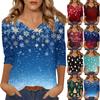 Women's T Shirt CHristmas Print 3/4 Sleeve Daily Weekend Fashion Basic V- Neck Regular Top