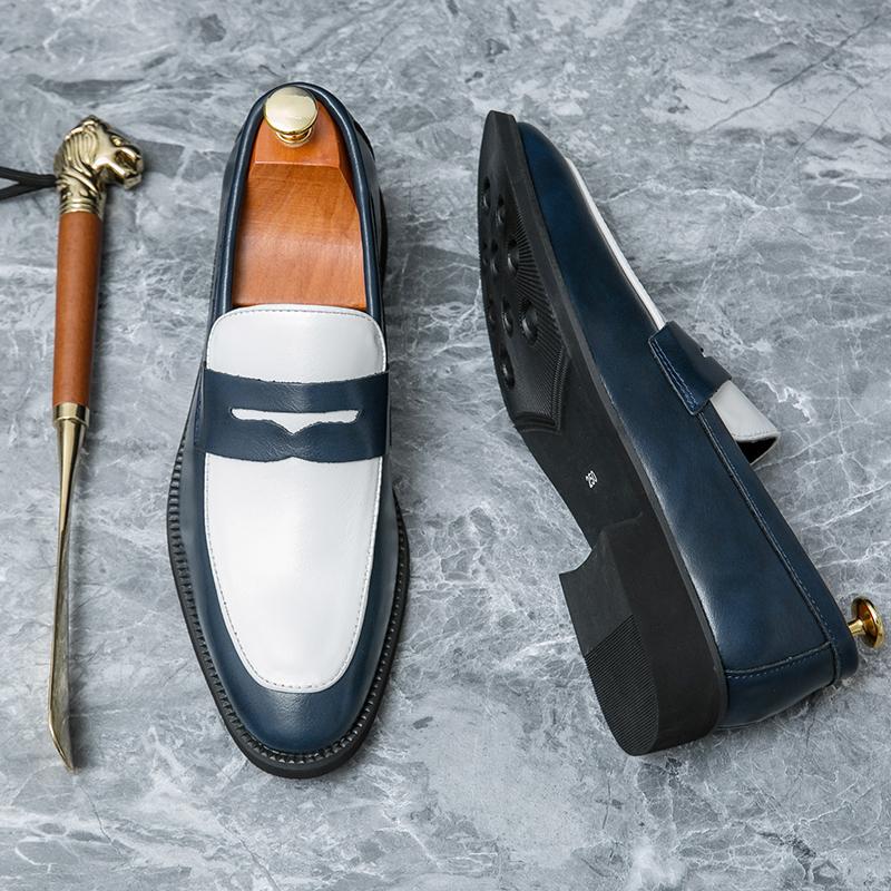 Italian Luxury Brand Gentleman Loafers Slip-on Leather Pointed Toe Shoes Men's Casual Shoes Moccasin High Quality Wedding Shoes