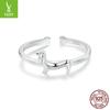 Yinziyun Dachshund S925 Sterling Silver Open Ring - Cute and Playful Animal Design
