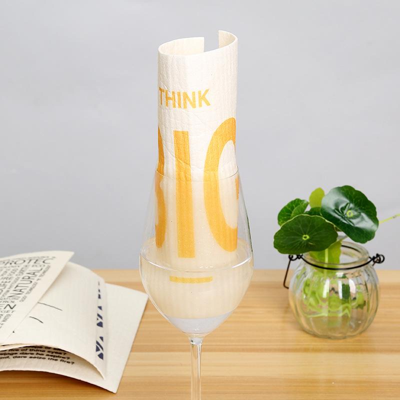 1PC Kitchen Printed Absorbent Dishcloth Cellulose Cleaning Cloths Wet Dry Household Rag Reusable