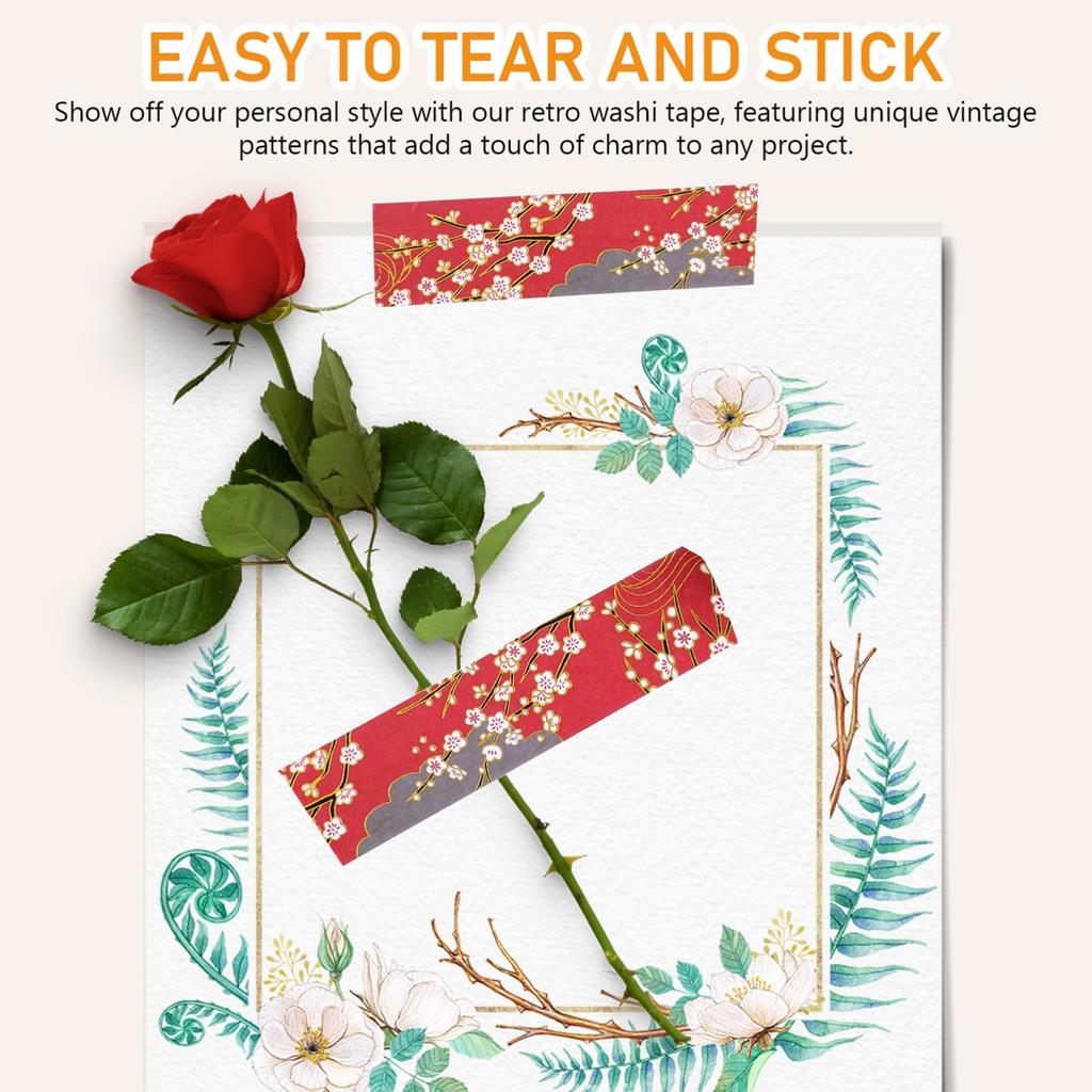 Toyvian Japanese Pattern Masking 4 Cute Washi Perfect for Paper DIY Gift and More Tape, Rolls, Tape, Self-Adhesive, Crafts, Journals, Diaries,