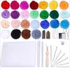 Spinning 25 Colors Wool Roving Needle Felting Kit Needle Handcraft DIY with Foam Mat