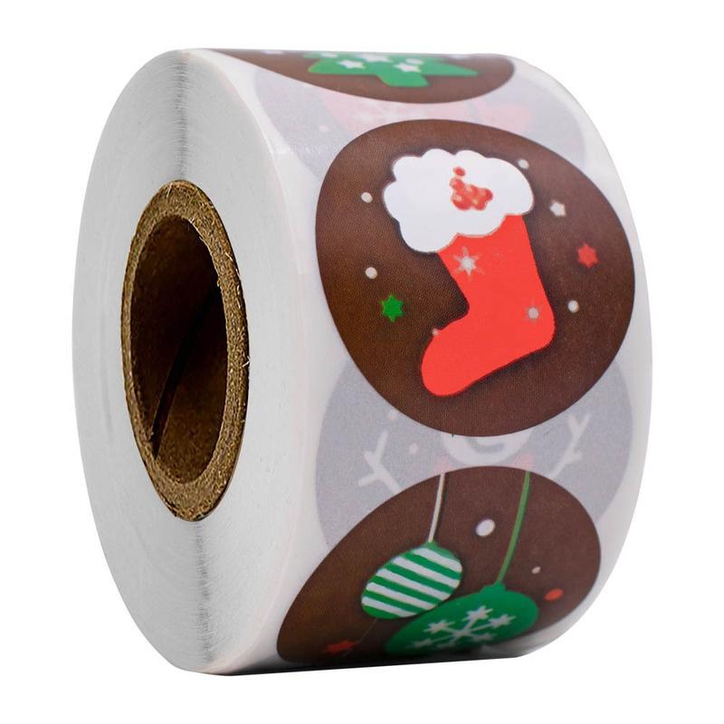 500pcs/roll Round Christmas Stickers Santa Sticker Envelope Seal Sticker