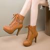 Thin Heels Ankle Modern Boots Spring/autumn Lace-up Women's Shoes On Sale 2024 Brand High Heel Round Toe Novelty Women's Boots