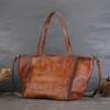 Top Layer Plant Tanned Cow Leather Large Capacity Tote Bag Vintage Genuine Leather One Shoulder Straddle Women's Large Bag