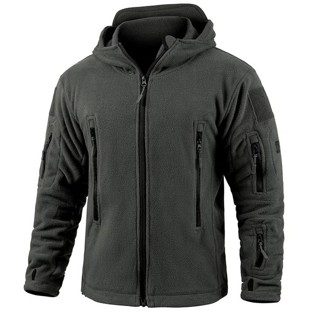 Men's Warm Tactical Fleece Jacket Zip Up Thicken Polar Hoodie Winter Outdoor Sport Hiking Hooded Coat Pocket