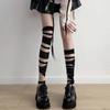 Stockings Women Bandage Silk Thigh Knee Socks Cross Strap Transparent White Black Stocks Gothic Punk Long Socks Women Hosiery