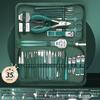 35-Piece Dark Green Manicure Set: Cross-Border Nail Clippers & Ingrown Nail Pliers