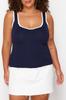 Women's Style Plus Size Navy Blue Bodycon Knitwear Blouse