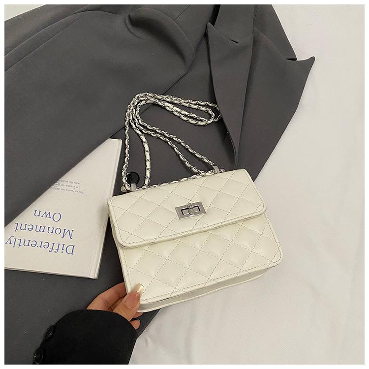 Stylish Casual Simple Small Square Bag Women's 2025 New Trendy Fashion Diamond Chain Bag Single Shoulder Crossbody Small Square Bag