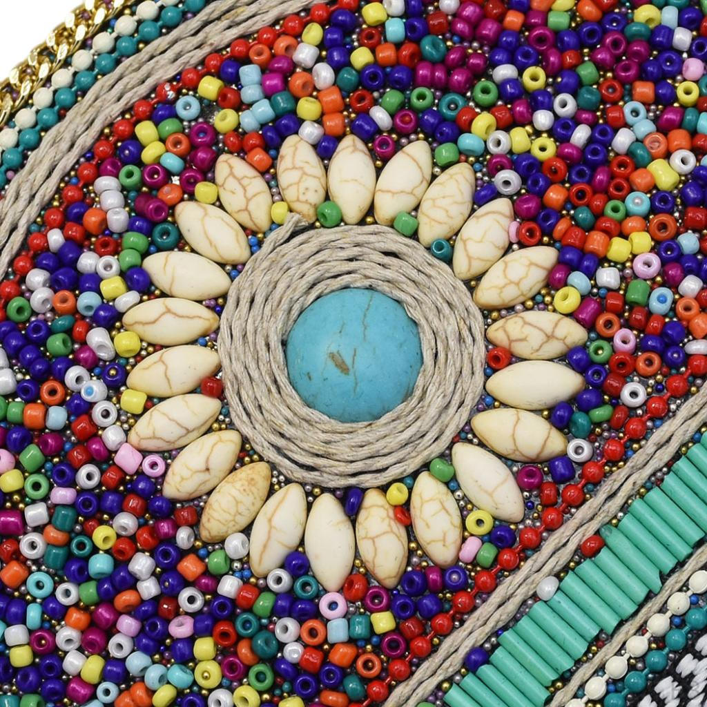 Bohemian Retro Charm Women Skinny Belt Ethnic Beaded Elastic 2