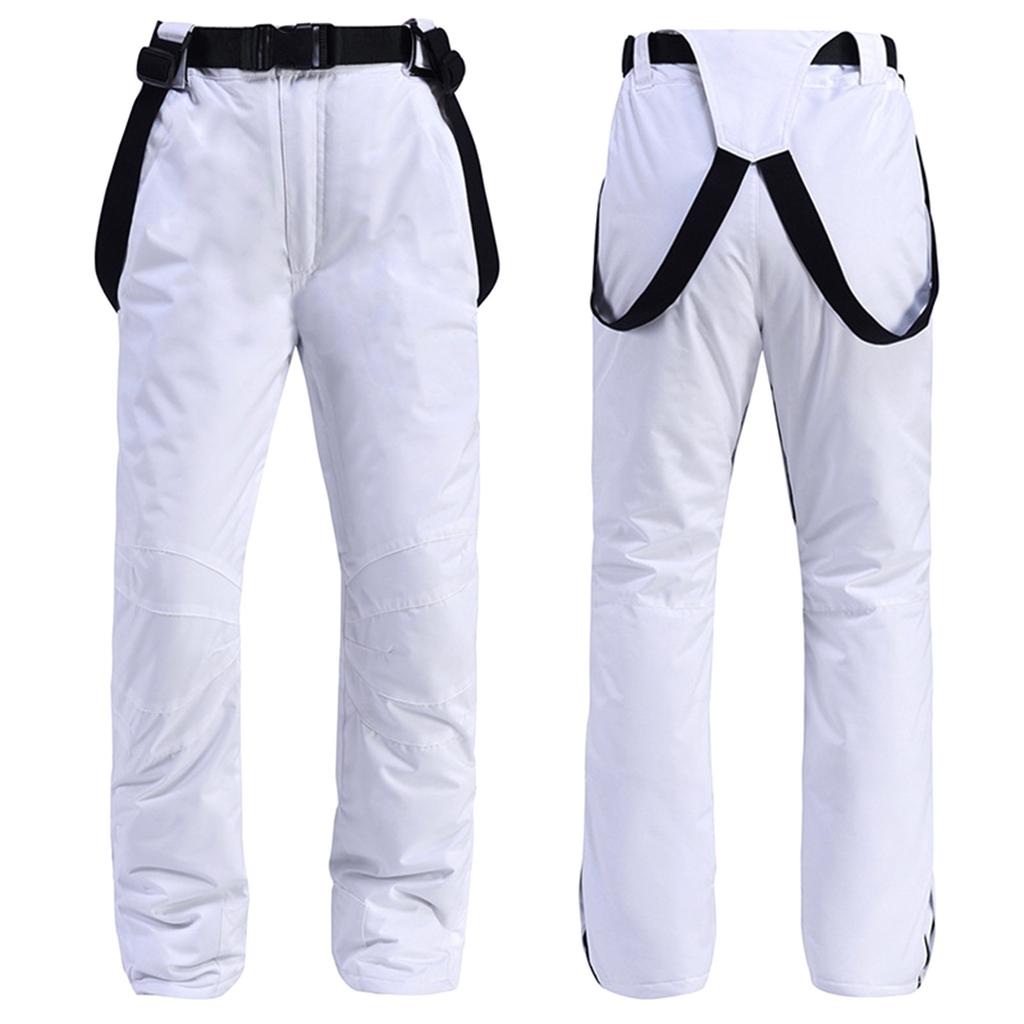 Couple's Solid Color Warm Thick Waterproof Pocket Strap Ski Pants For Men And Women