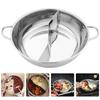 Hutch Stainless Steel Mandarin Duck Pot Chinese Hot with Divider Noodle Kitchen Cooking Silver Divided Pan