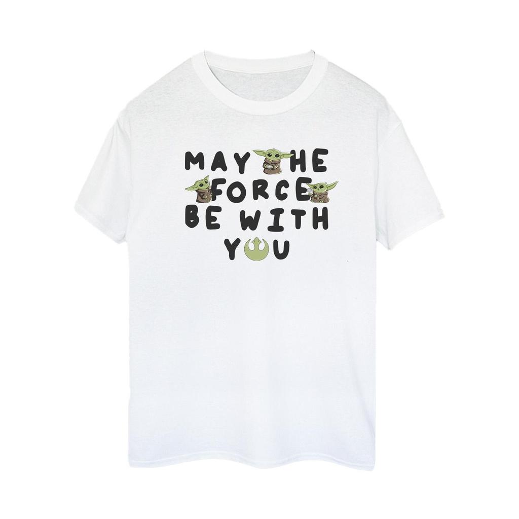 Star Wars Womens/Ladies The Mandalorian Grogu May The Force Be With You Cotton Boyfriend T-Shirt