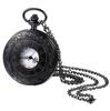 JEWELRYWE Pocket Watch Roman Numerals Analog Waterproof Retro Antique Stylish Pocket Watch Pendant Necklace Clock Black Coming of Age Ceremony